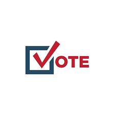 The word vote, but the letter v is a checkmark in a box