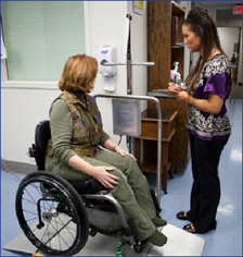 a person using the accessible scale